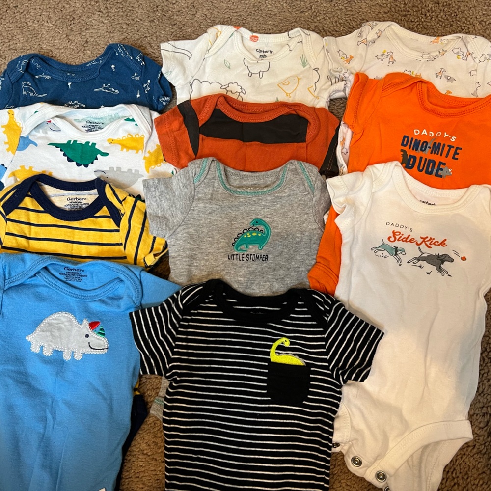 Lot of baby boy newborn onesies